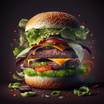 Gourmet burger with fresh vegetables